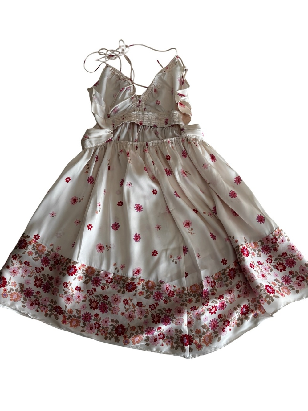 Free People Cream Mini Dress with Pink Floral Border - Picture 2 of 6